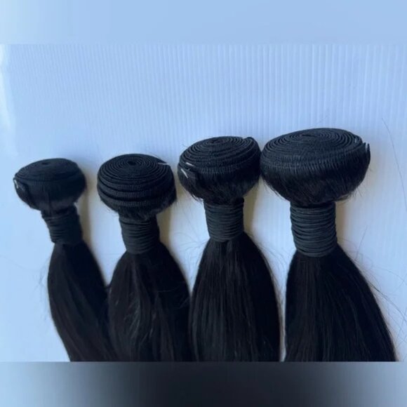 Human hair Blend Bundles Lot in Black Straight Hair 16 in +18 In | 4 Pcs Lot! - Picture 5 of 7